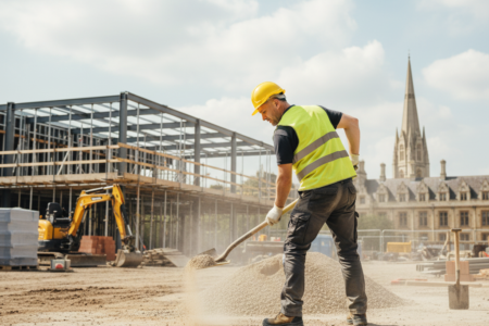 Un muncitor (labourer) experimentat pe un șantier de construcții din Cambridge.