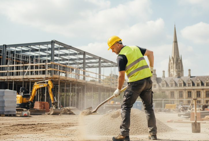 Un muncitor (labourer) experimentat pe un șantier de construcții din Cambridge.